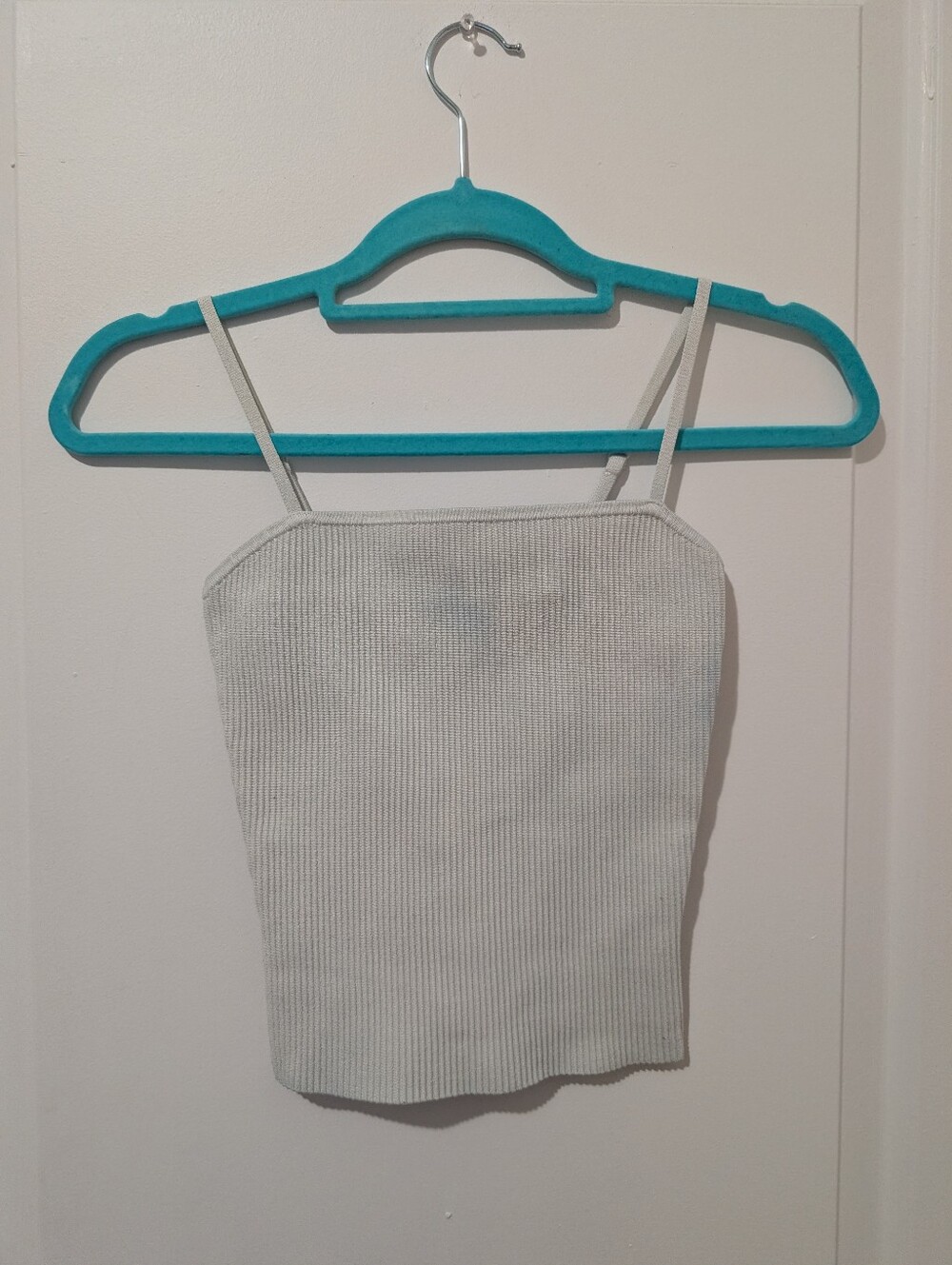 Babaton White Ribbed Square-Neck Cami